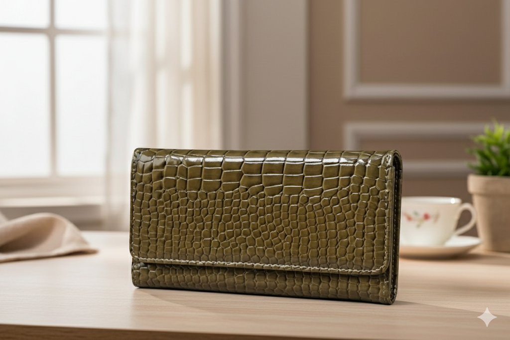 Damen Geldbörse 20 cm – Reißverschluss & Druckknopf